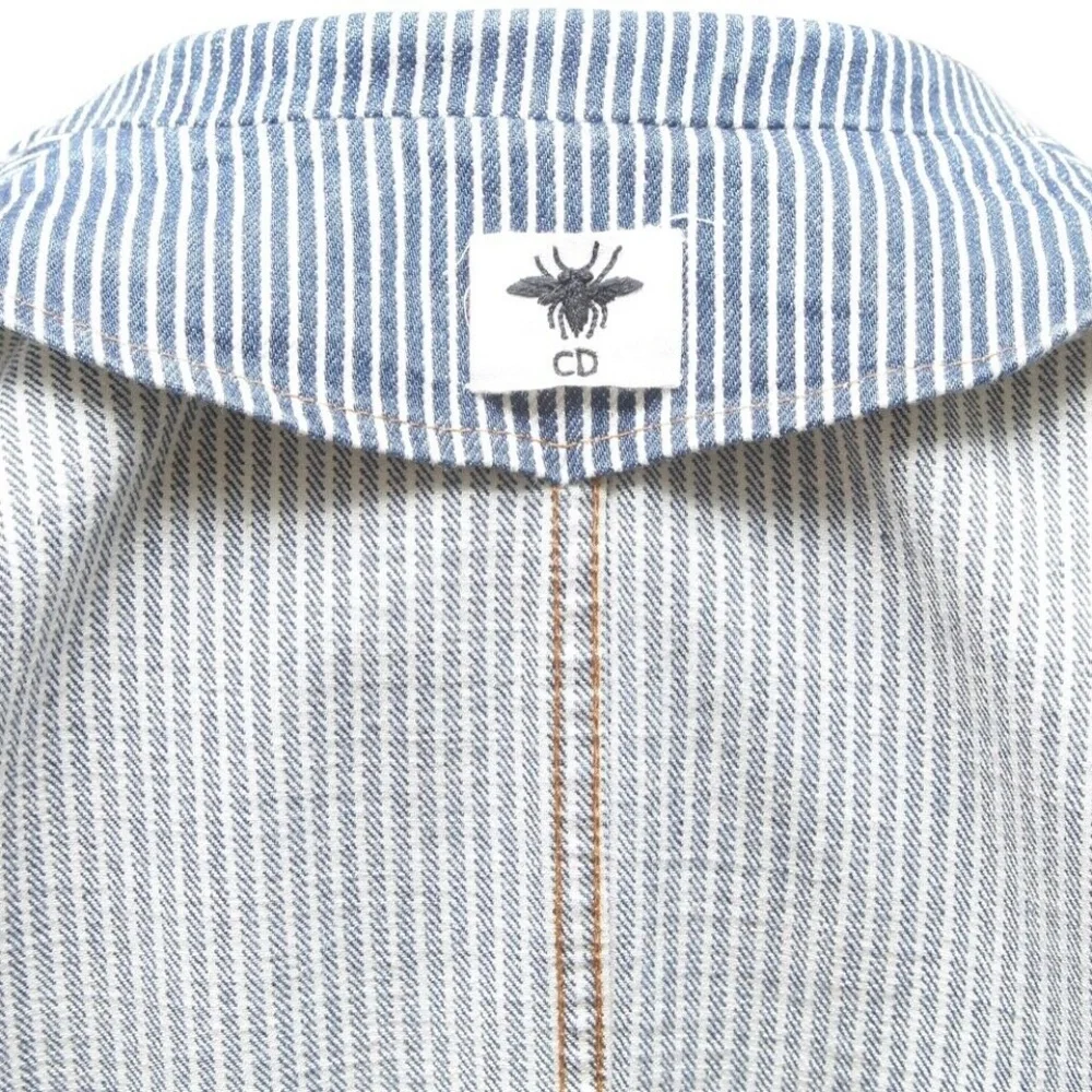 DIOR Blazer Coat Denim BAR JACKET Striped Blue White Cotton US 14 F 46 $4300
